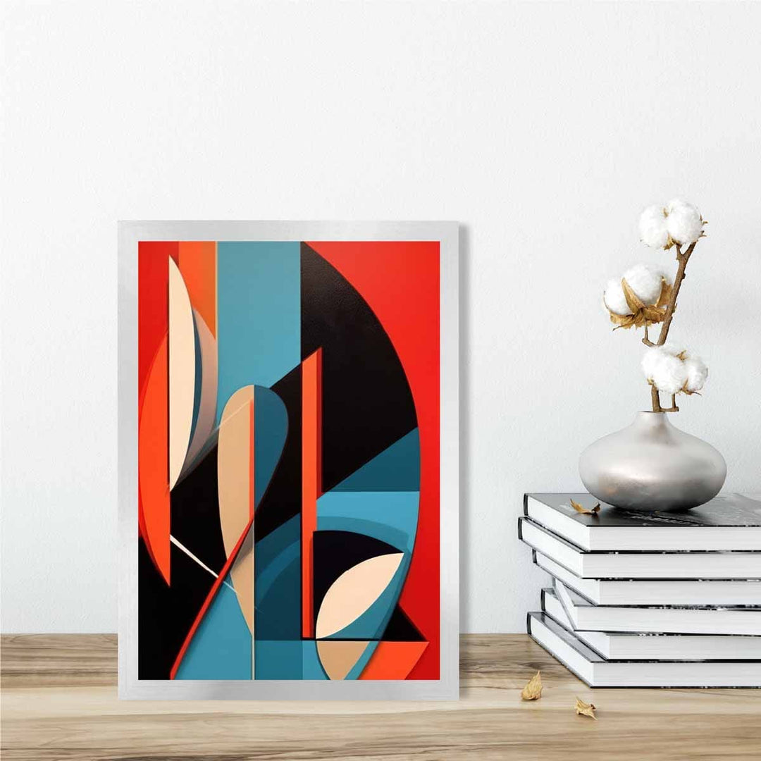 Abstract Colorful Shapes Art Print Blue Red Beige No. 3 | Bowlift