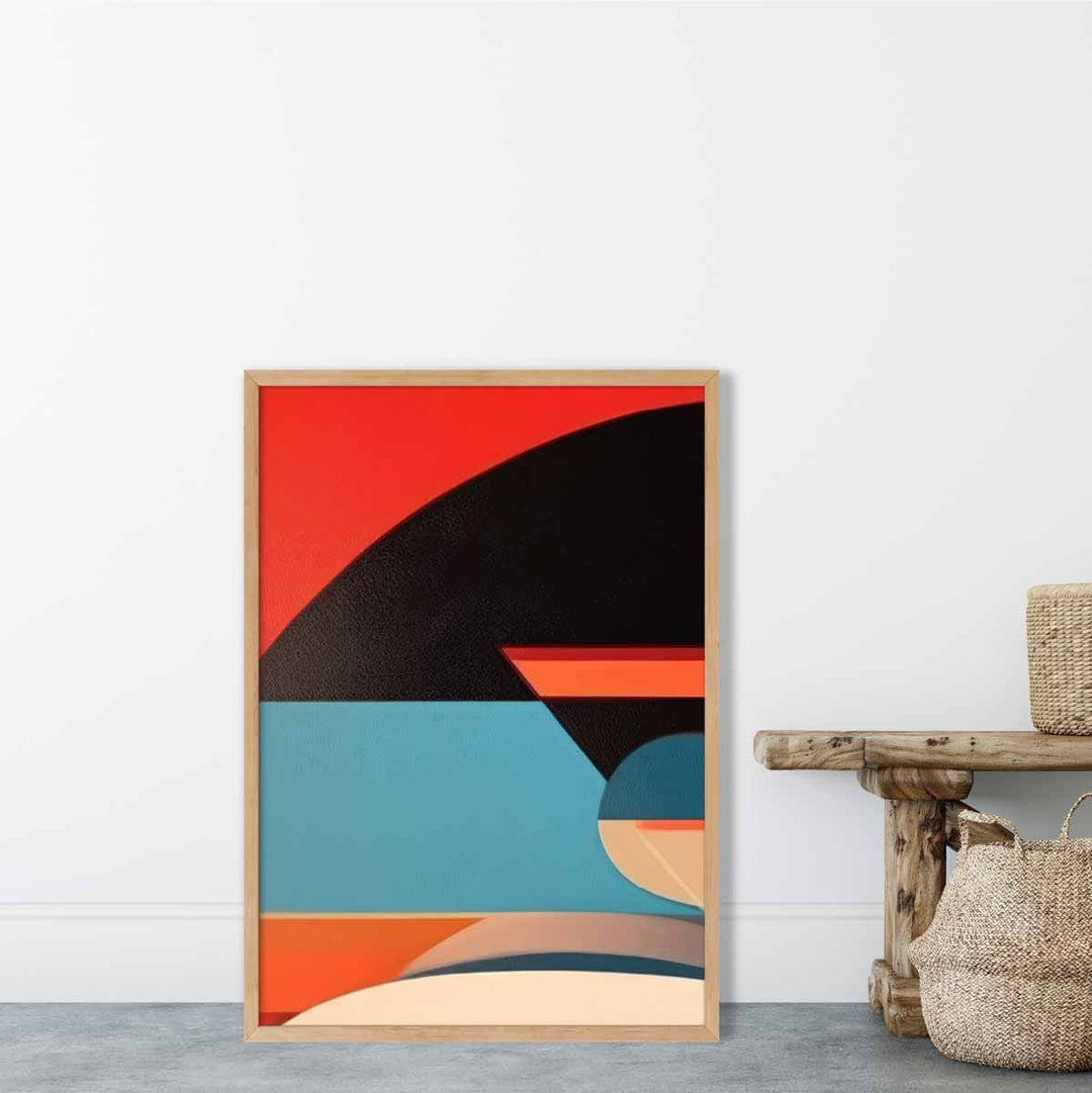 Abstract Colorful Shapes Art Print Blue Red Beige No. 4 | Bowlift