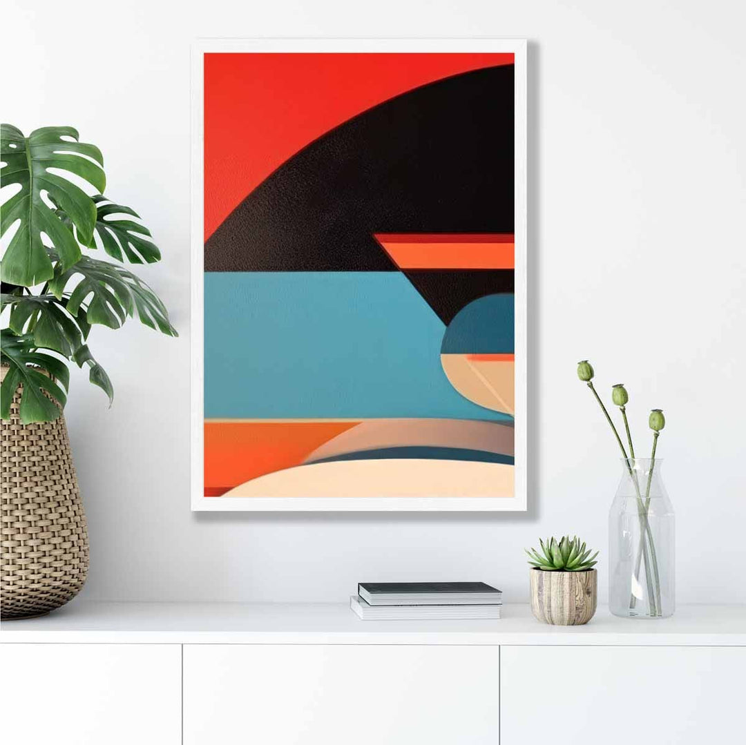 Abstract Colorful Shapes Art Print Blue Red Beige No. 4 | Bowlift