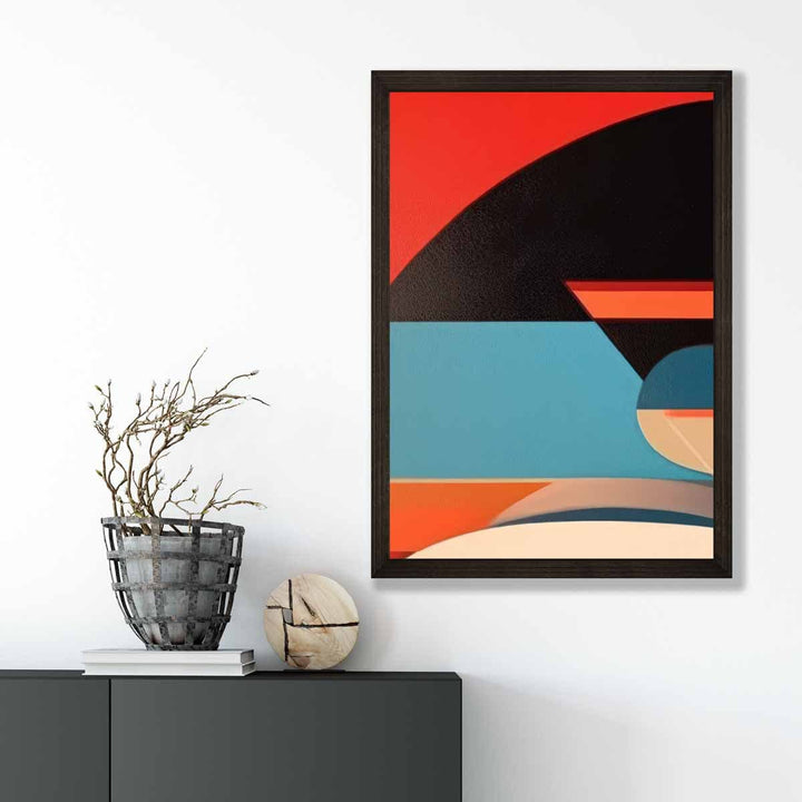 Abstract Colorful Shapes Art Print Blue Red Beige No. 4 | Bowlift