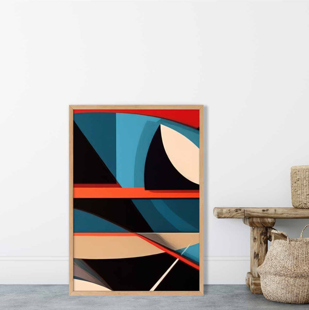 Abstract Colorful Shapes Art Print Blue Red Beige No. 5 | Bowlift