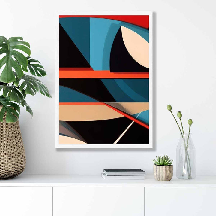 Abstract Colorful Shapes Art Print Blue Red Beige No. 5 | Bowlift