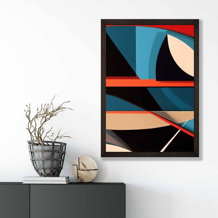 Abstract Colorful Shapes Art Print Blue Red Beige No. 5 | Bowlift