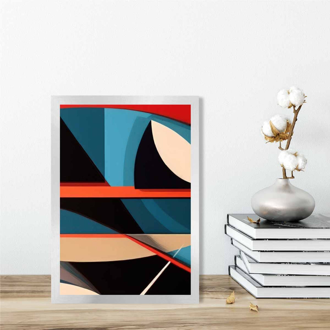 Abstract Colorful Shapes Art Print Blue Red Beige No. 5 | Bowlift