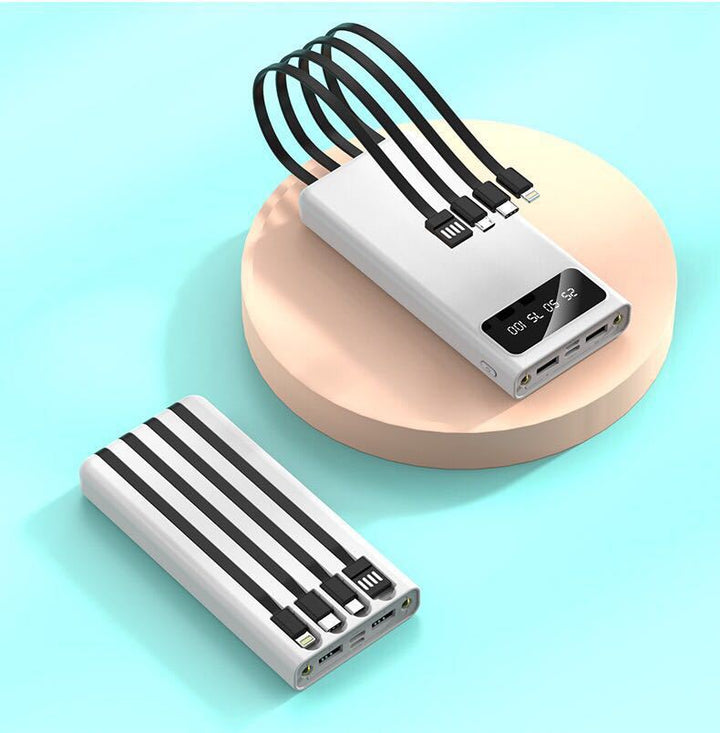 Power bank with integrated multi-charging cable and LCD display Bowlift