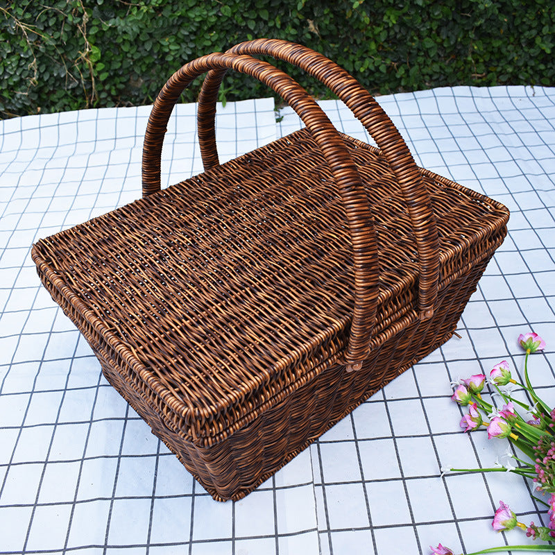 Handcrafted Woven Storage Basket with Lid Bowlift 1789539601