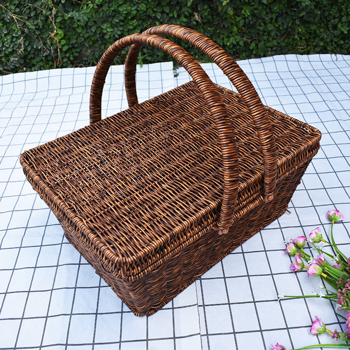 Handcrafted Woven Storage Basket with Lid Bowlift 1789539601