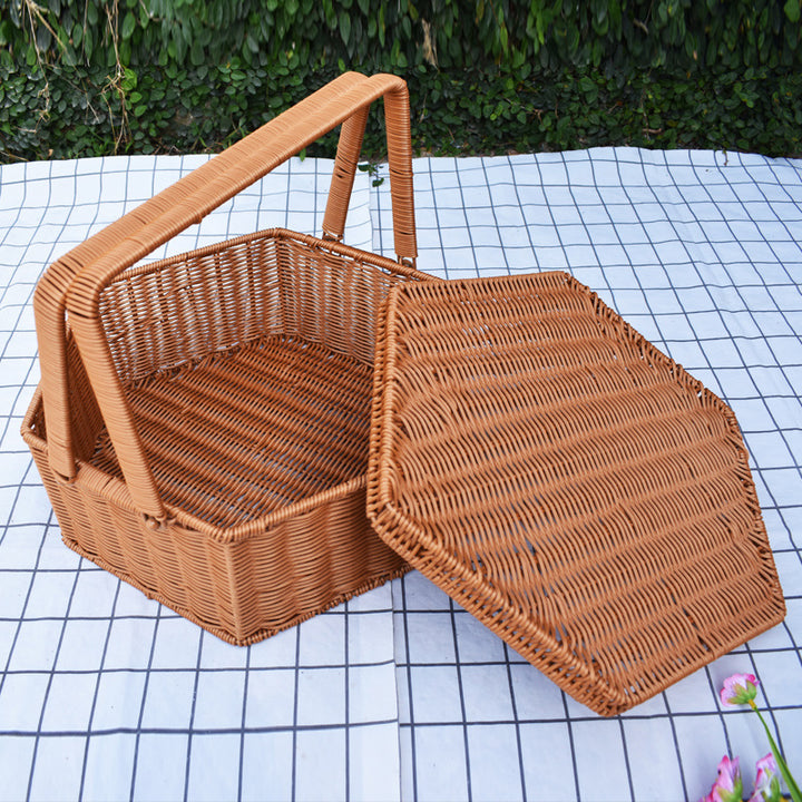 Handcrafted Woven Storage Basket with Lid Bowlift 1789539601