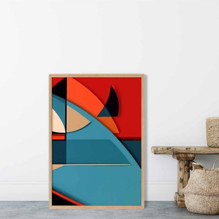 Abstract Colorful Shapes Art Print Blue Red Beige No. 6 | Bowlift