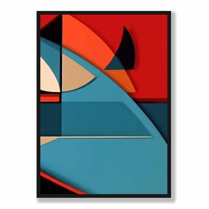 Abstract Colorful Shapes Art Print Blue Red Beige No. 6 | Bowlift
