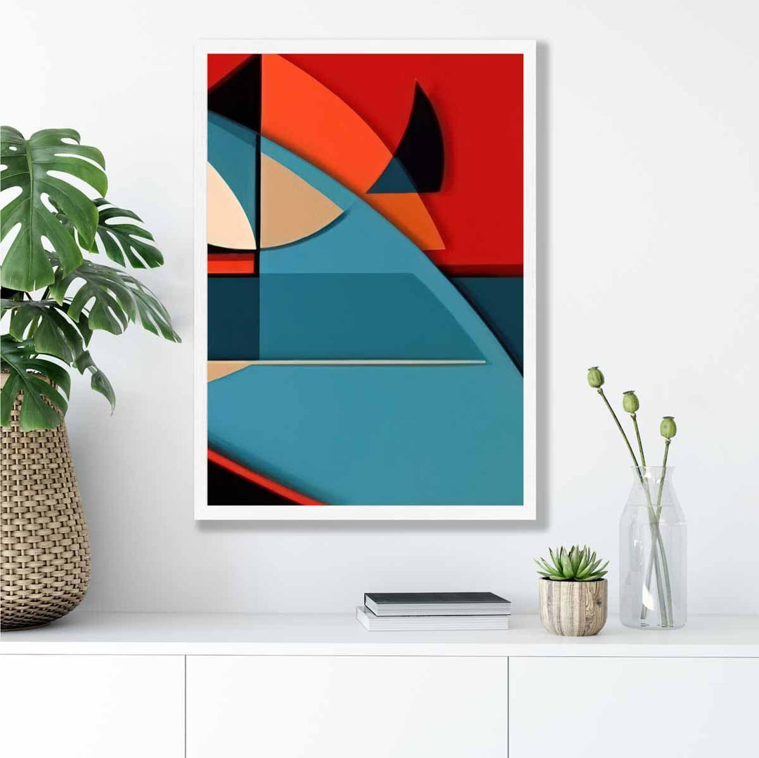 Abstract Colorful Shapes Art Print Blue Red Beige No. 6 | Bowlift