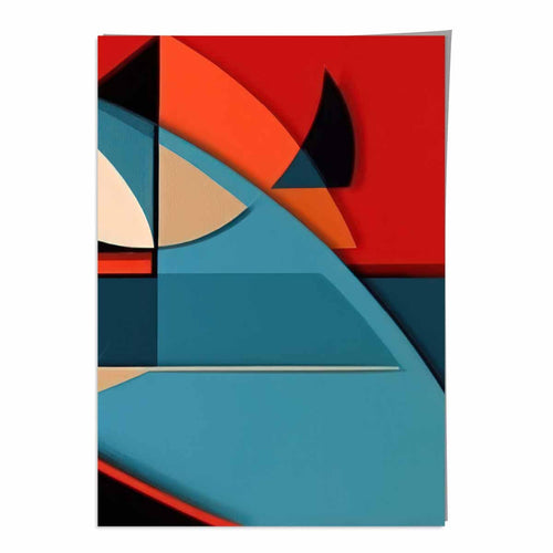 Abstract Colorful Shapes Art Print Blue Red Beige No. 6 | Bowlift