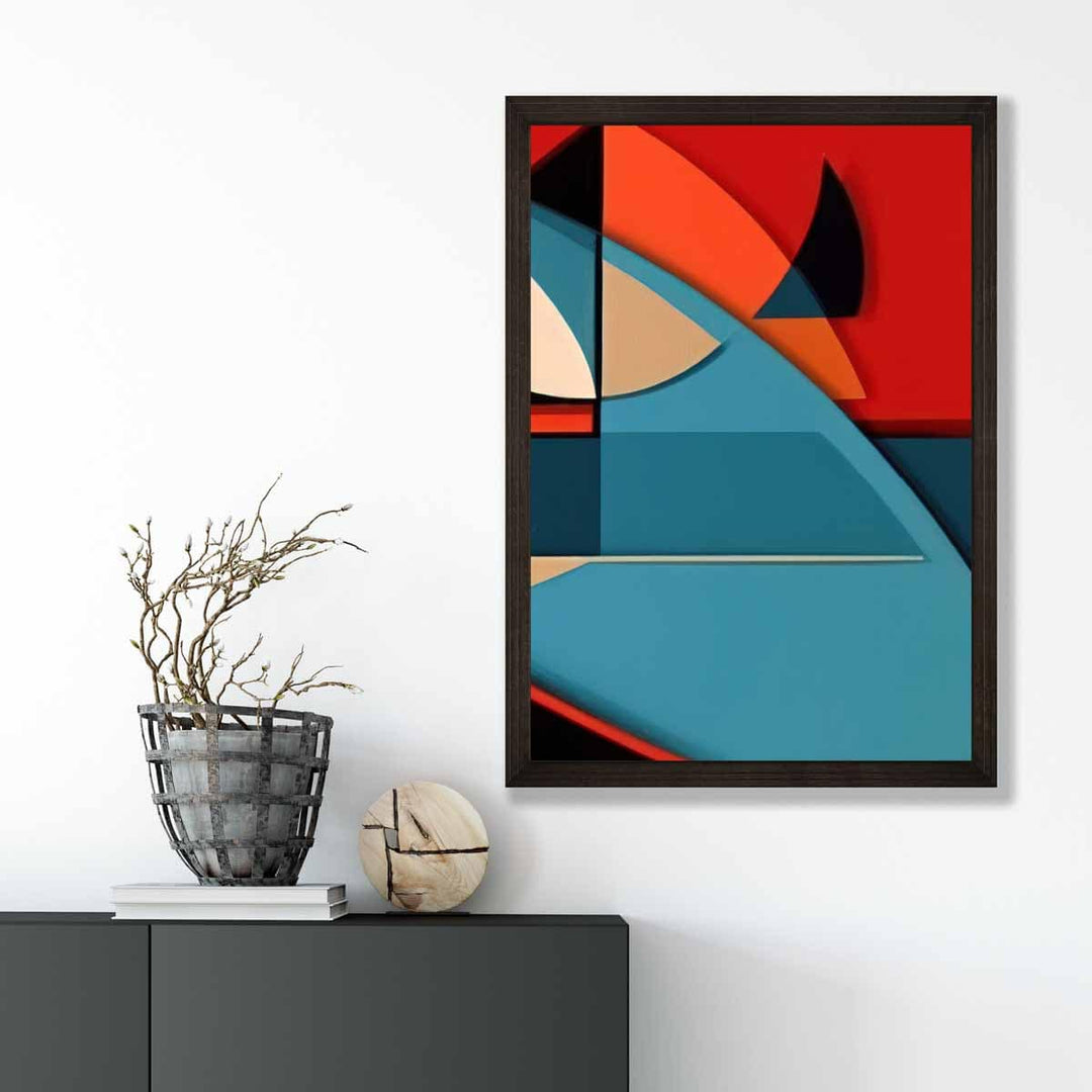 Abstract Colorful Shapes Art Print Blue Red Beige No. 6 | Bowlift