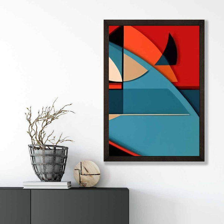 Abstract Colorful Shapes Art Print Blue Red Beige No. 6 | Bowlift