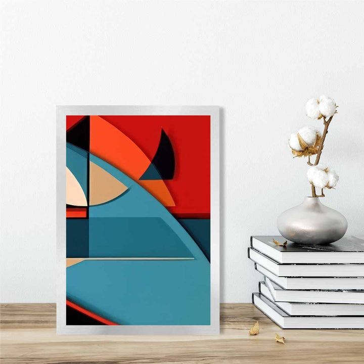 Abstract Colorful Shapes Art Print Blue Red Beige No. 6 | Bowlift