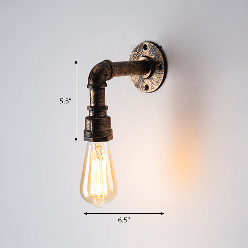 BowLift | Iron Water Pipe Wall Lamp Rustic Style Restaurant Wall Lighting Fixture in Bronze