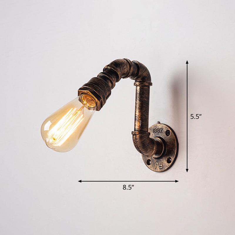 BowLift | Iron Water Pipe Wall Lamp Rustic Style Restaurant Wall Lighting Fixture in Bronze
