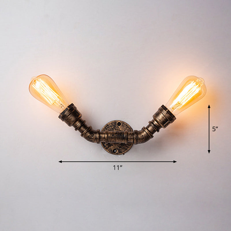 BowLift | Iron Water Pipe Wall Lamp Rustic Style Restaurant Wall Lighting Fixture in Bronze