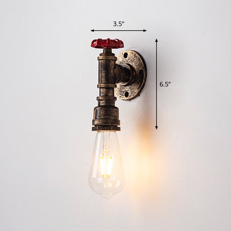 BowLift | Iron Water Pipe Wall Lamp Rustic Style Restaurant Wall Lighting Fixture in Bronze