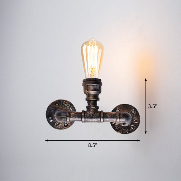 BowLift | Iron Water Pipe Wall Lamp Rustic Style Restaurant Wall Lighting Fixture in Bronze