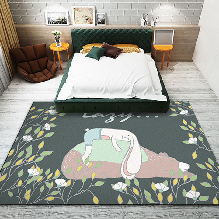BowLift | Western garden printed rug Multicolor Polyester rug with non-slip backing Stain-resistant indoor rug for bedroom