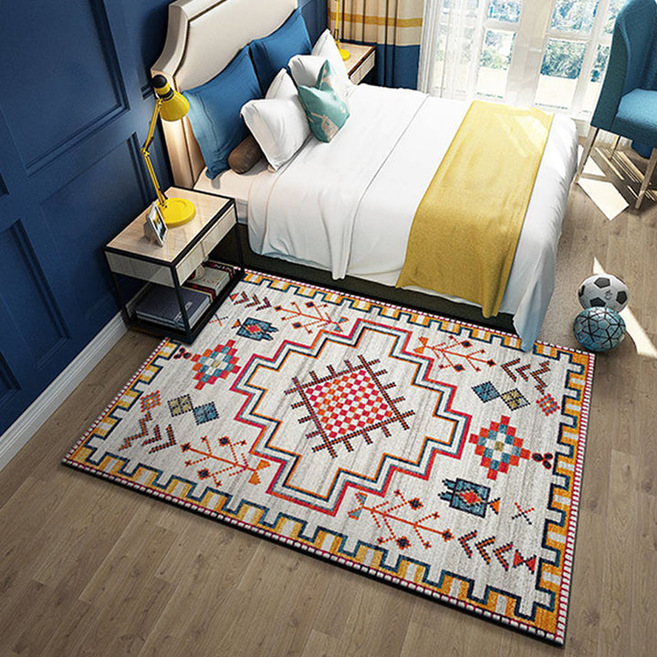 BowLift | Western garden printed rug Multicolor Polyester rug with non-slip backing Stain-resistant indoor rug for bedroom