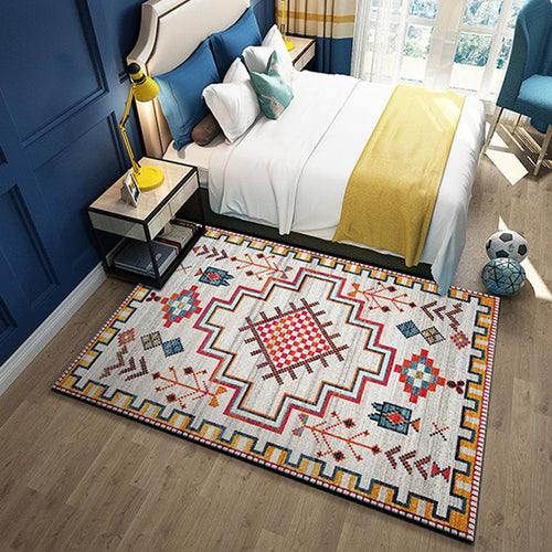 BowLift | Western garden printed rug Multicolor Polyester rug with non-slip backing Stain-resistant indoor rug for bedroom