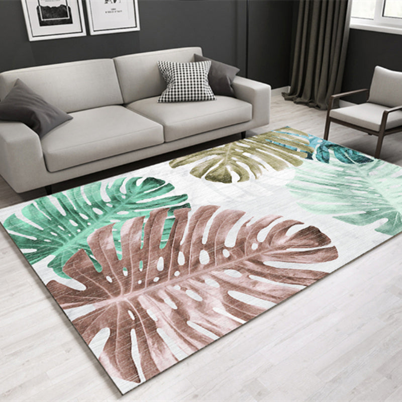BowLift | Modern Plant Printed Carpet Multi-Color Polypropylene Area Rug Pet-Friendly Machine-Washable Rug for Room