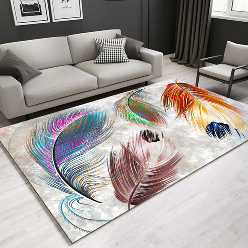 BowLift | Modern Plant Printed Carpet Multi-Color Polypropylene Area Rug Pet-Friendly Machine-Washable Rug for Room