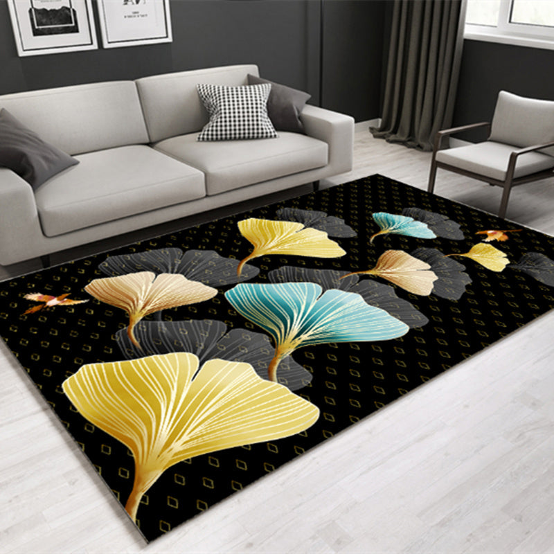 BowLift | Modern Plant Printed Carpet Multi-Color Polypropylene Area Rug Pet-Friendly Machine-Washable Rug for Room