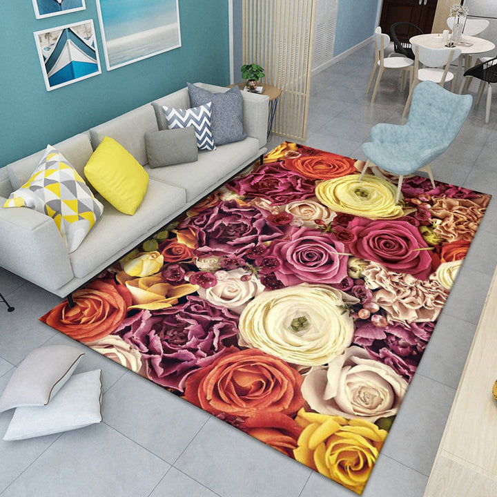 Modern floral patterned rug Multicolored polyester rug for indoor use Pet-friendly, dirt-repellent rug for the children's room | Bowlift