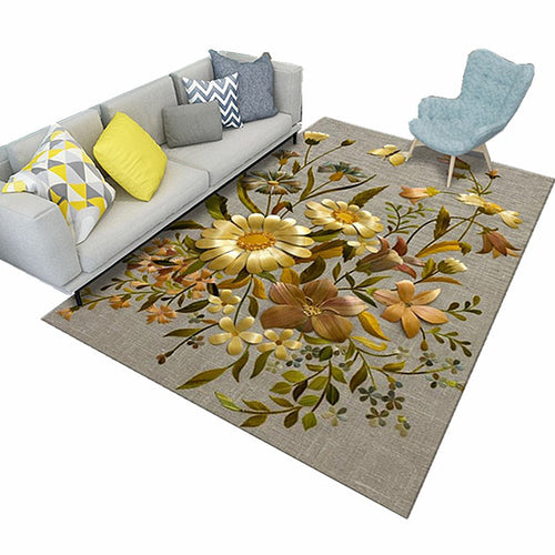 Modern floral patterned rug Multicolored polyester rug for indoor use Pet-friendly, dirt-repellent rug for the children's room | Bowlift