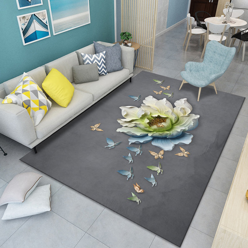 Modern floral patterned rug Multicolored polyester rug for indoor use Pet-friendly, dirt-repellent rug for the children's room | Bowlift
