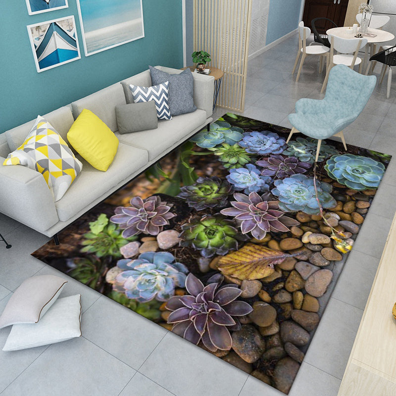 Modern floral patterned rug Multicolored polyester rug for indoor use Pet-friendly, dirt-repellent rug for the children's room | Bowlift