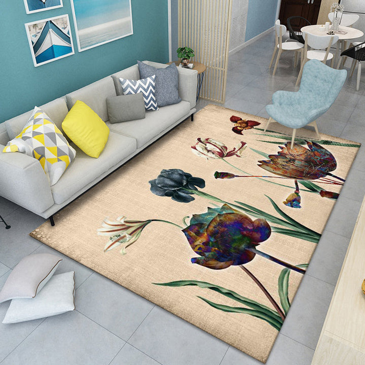 Modern floral patterned rug Multicolored polyester rug for indoor use Pet-friendly, dirt-repellent rug for the children's room | Bowlift