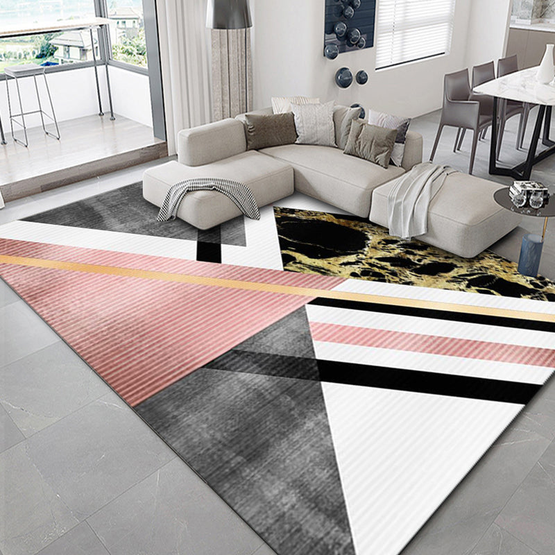 BowLift | Luxurious geometric print carpet Multicolored synthetic carpet with non-slip backing pet-friendly carpet for the living room