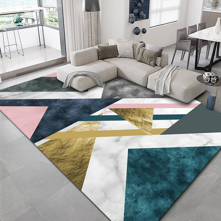 BowLift | Luxurious geometric print carpet Multicolored synthetic carpet with non-slip backing pet-friendly carpet for the living room