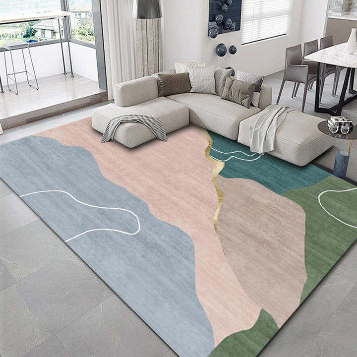 BowLift | Luxurious geometric print carpet Multicolored synthetic carpet with non-slip backing pet-friendly carpet for the living room