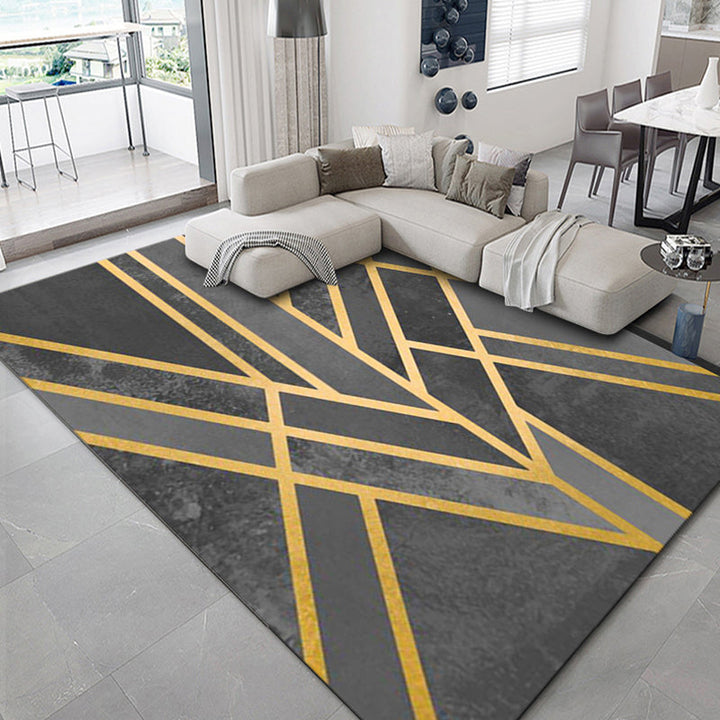 BowLift | Luxurious geometric print rug Multicolored synthetic rug with non-slip backing pet-friendly rug for the living room