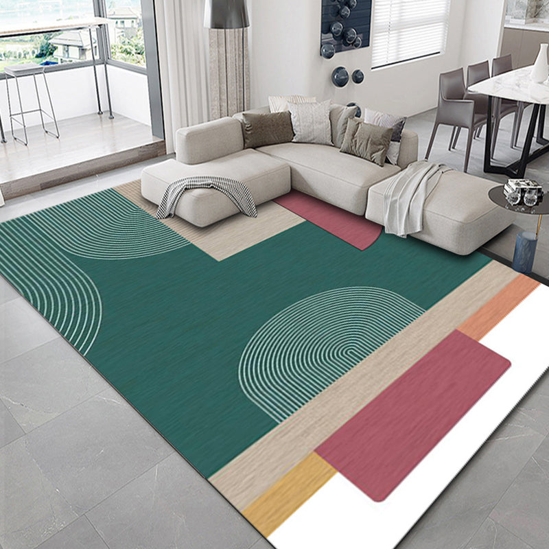 BowLift | Luxurious geometric print rug Multicolored synthetic rug with non-slip backing pet-friendly rug for the living room