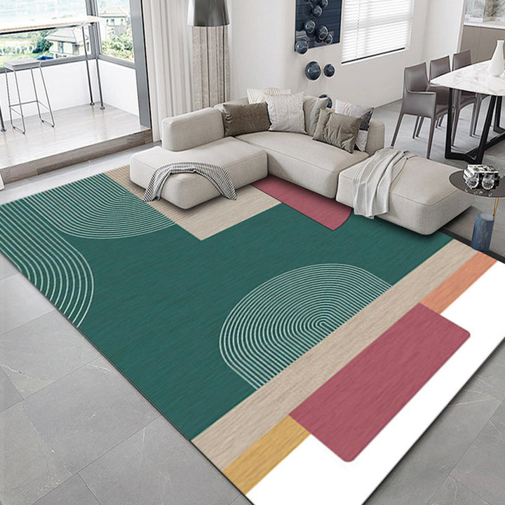 BowLift | Luxurious geometric print rug Multicolored synthetic rug with non-slip backing pet-friendly rug for the living room