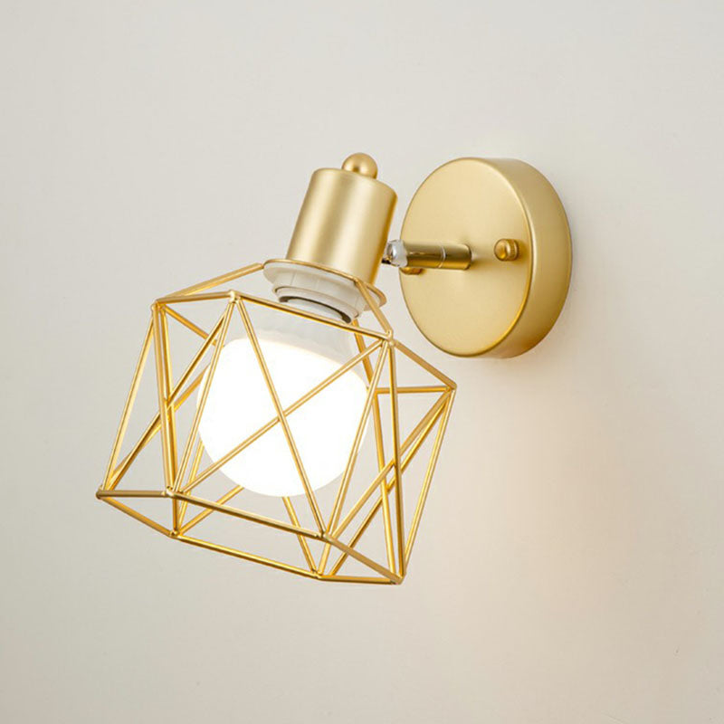 BowLift | Antique hexagonal wall lamp single iron swivel wall light fixture in gold