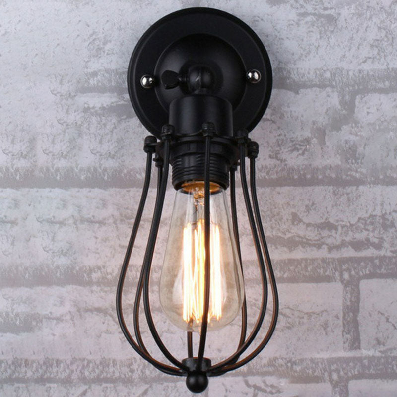 BowLift | Vintage Grapefruit Cage Wall Lamp Single Lamp Iron Wall Mounted Lamp in Black