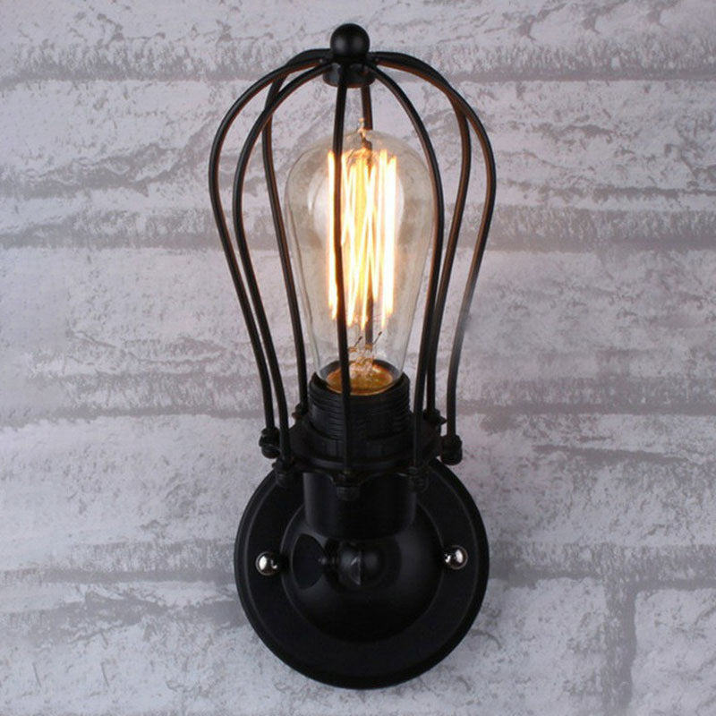 BowLift | Vintage Grapefruit Cage Wall Lamp Single Lamp Iron Wall Mounted Lamp in Black