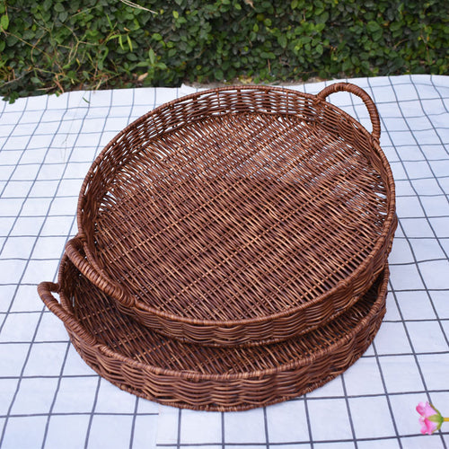 Round Handwoven Serving Tray Bowlift