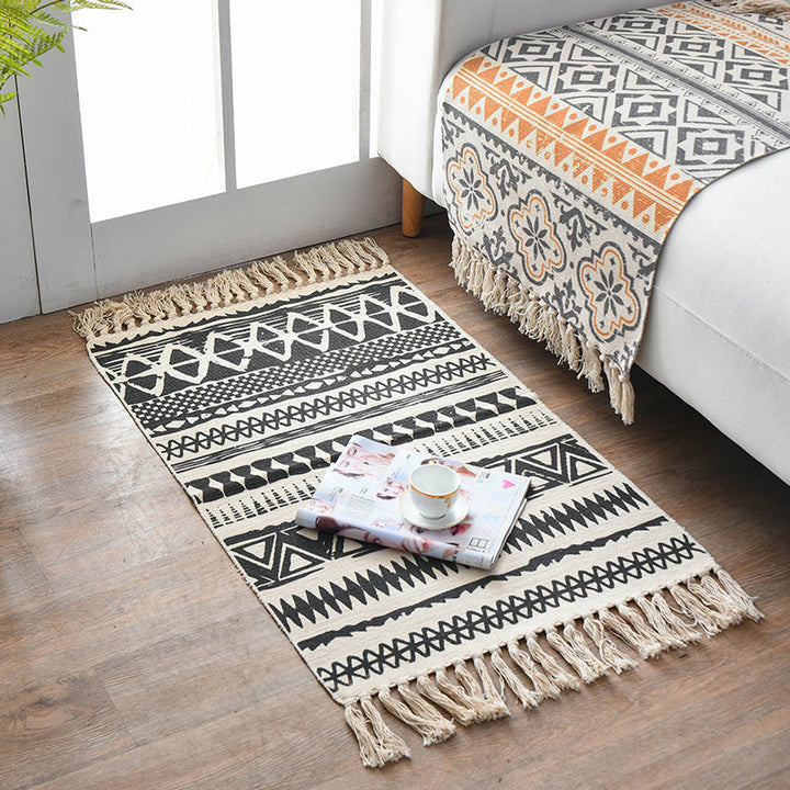 BowLift | Southwestern Bedroom Rug Multicolor Geometric Print Rug Polypropylene Machine Washable Rug with Fringes