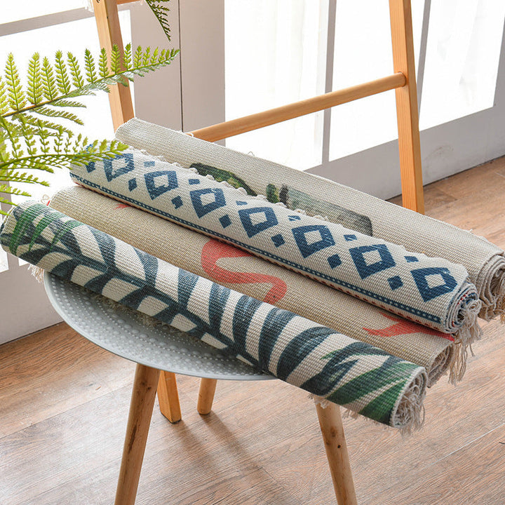 BowLift | Southwestern Bedroom Rug Multicolor Geometric Print Rug Polypropylene Machine Washable Rug with Fringes