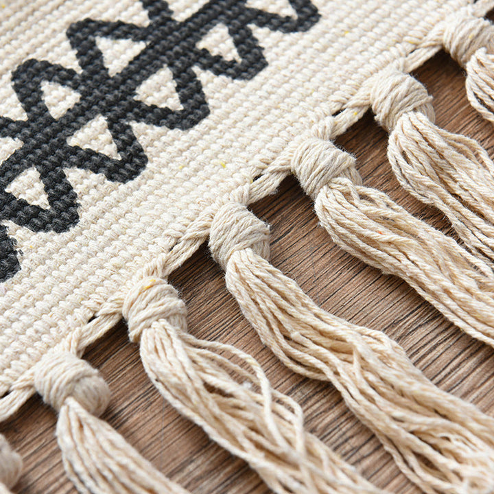 BowLift | Southwestern Bedroom Rug Multicolor Geometric Print Rug Polypropylene Machine Washable Rug with Fringes