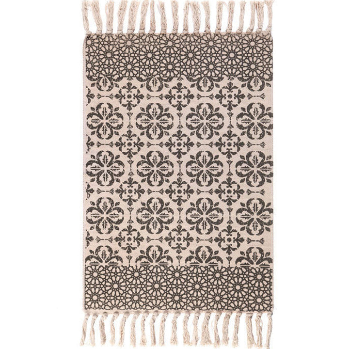 BowLift | Southwestern Bedroom Rug Multicolor Geometric Print Rug Polypropylene Machine Washable Rug with Fringes
