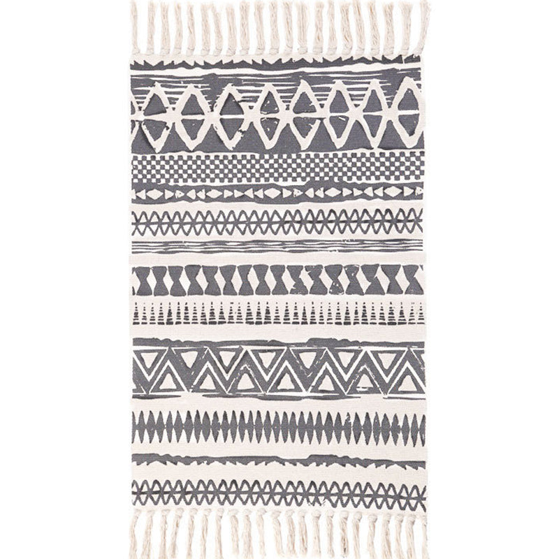 BowLift | Southwestern Bedroom Rug Multicolor Geometric Print Rug Polypropylene Machine Washable Rug with Fringes
